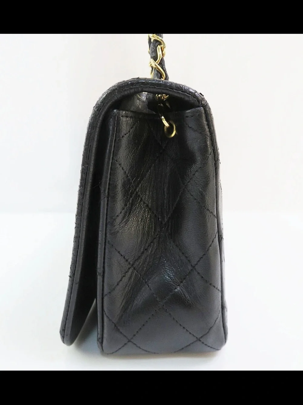 CHANEL Black Quilted Lambskin Shoulder Bag with Gold Hardware